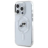 Karl Lagerfeld iPhone 15 Pro Max - IML Metal Karl and Choupette Head - Σκληρή Θήκη με Πλαίσιο Σιλικόνης και MagSafe -White - KLHMP15XHLSKCH