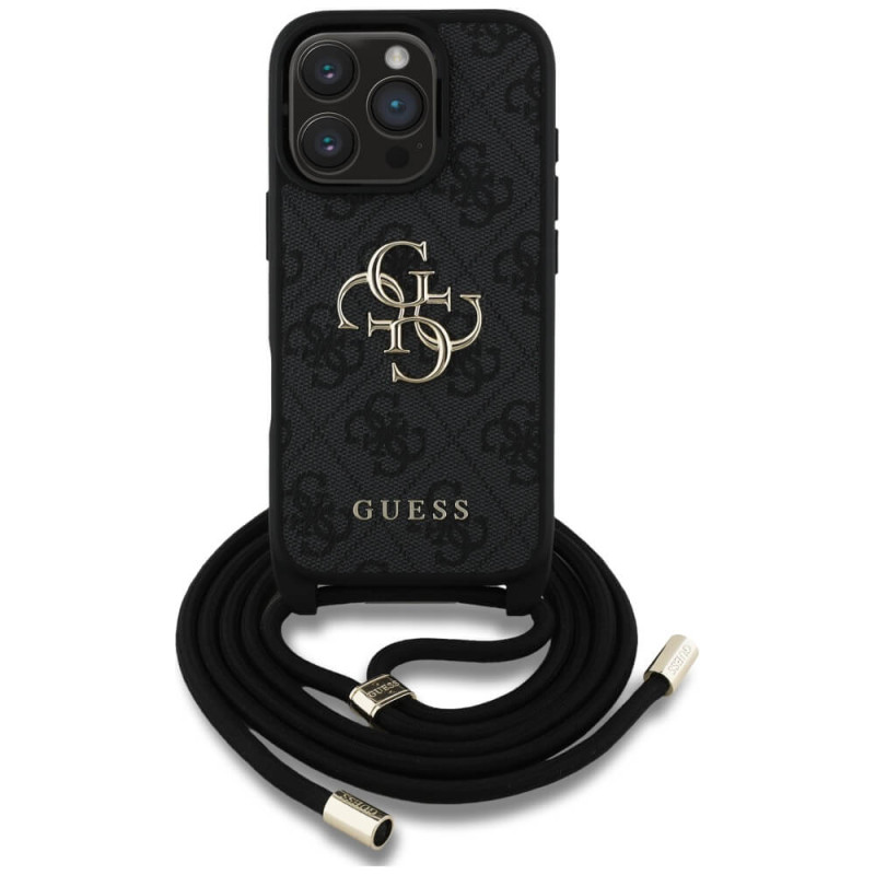 Guess iPhone 16 Pro Max - 4G Big Logo Cord Stap Crossbody - Θήκη με Επένδυση Συνθετικού Δέρματος και Λουράκι - Black - GUHCP16XP4GMGCRK Guess iPhone 16 Pro Max - 4G Big Logo Cord Stap Crossbody - Θήκη με Επένδυση Συνθετικού Δέρματος και Λουράκι - Black - GUHCP16XP4GMGCRK