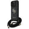 Guess iPhone 16 Pro Max - 4G Big Logo Cord Stap Crossbody - Θήκη με Επένδυση Συνθετικού Δέρματος και Λουράκι - Black - GUHCP16XP4GMGCRK