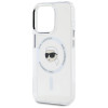 Karl Lagerfeld iPhone 15 Pro - IML Metal Karl Head - MagSafe Σκληρή Θήκη με Πλαίσιο Σιλικόνης - White - KLHMP15LHLSKIH