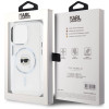 Karl Lagerfeld iPhone 15 Pro - IML Metal Karl Head - MagSafe Σκληρή Θήκη με Πλαίσιο Σιλικόνης - White - KLHMP15LHLSKIH