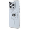 Karl Lagerfeld iPhone 15 Pro - IML Metal Karl Head - MagSafe Σκληρή Θήκη με Πλαίσιο Σιλικόνης - White - KLHMP15LHLSKIH