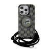 Karl Lagerfeld iPhone 15 Pro Max - IML Crossbody Monogram Karl and Choupette Head - MagSafe Σκληρή Θήκη με Πλαίσιο Σιλικόνης και Λουράκι - Black - KLHMP15XHCKCKLCK