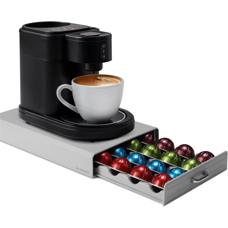 Navaris Συρτάρι για Κάψουλες Nespresso Vertuo / Βάση για Καφετιέρα - Grey