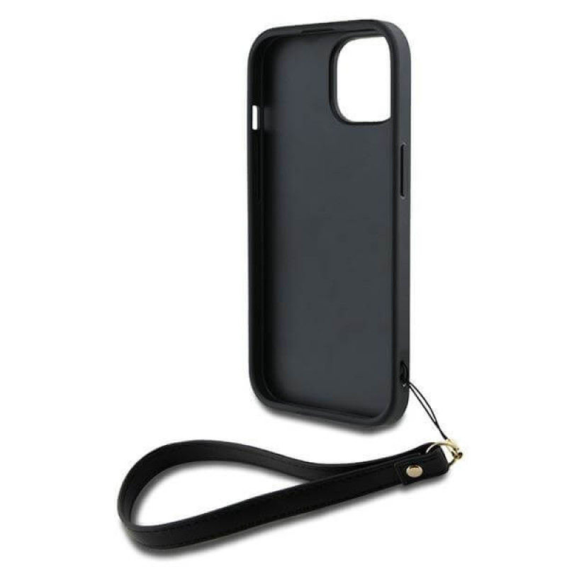 DKNY iPhone 15 Plus - Wrist Strap Stock Logo - Σκληρή Θήκη με Επένδυση Συνθετικού Δέρματος με Λουράκι - Black DKNY iPhone 15 Plus - Wrist Strap Stock Logo - Σκληρή Θήκη με Επένδυση Συνθετικού Δέρματος με Λουράκι - Black