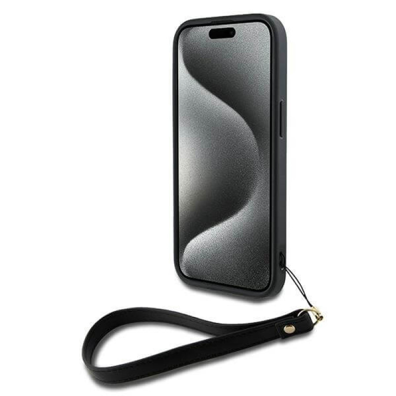 DKNY iPhone 15 Plus - Wrist Strap Stock Logo - Σκληρή Θήκη με Επένδυση Συνθετικού Δέρματος με Λουράκι - Black DKNY iPhone 15 Plus - Wrist Strap Stock Logo - Σκληρή Θήκη με Επένδυση Συνθετικού Δέρματος με Λουράκι - Black