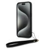 DKNY iPhone 15 Pro Max - Wrist Strap Stock Logo - Σκληρή Θήκη με Επένδυση Συνθετικού Δέρματος με Λουράκι - Black