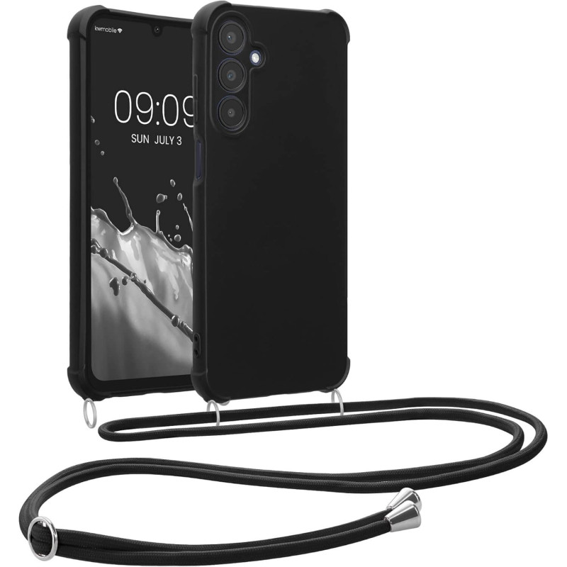 KW Samsung Galaxy A25 5G Θήκη Σιλικόνης TPU με Λουράκι - Black