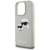 Karl Lagerfeld iPhone 16 Pro - HC 3D Rubber Double Heads - Σκληρή Θήκη με Πλαίσιο Σιλικόνης - Beige - KLHCP16LRBCKCHLE