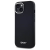 DKNY iPhone 15 - Plain Logo MagSafe Σκληρή Θήκη με Επένδυση Συνθετικού Δέρματος - Black