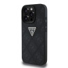 Guess iPhone 16 Pro Max - Hot Stamp 4G Pattern Triangle Metal Logo - Σκληρή Θήκη με Επένδυση Συνθετικού Δέρματος και Πλαίσιο Σιλικόνης - Black - GUHCP16XPGP4STRK