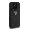 Guess iPhone 16 Pro Max - Hot Stamp 4G Pattern Triangle Metal Logo - Σκληρή Θήκη με Επένδυση Συνθετικού Δέρματος και Πλαίσιο Σιλικόνης - Black - GUHCP16XPGP4STRK