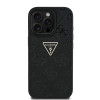 Guess iPhone 16 Pro Max - Hot Stamp 4G Pattern Triangle Metal Logo - Σκληρή Θήκη με Επένδυση Συνθετικού Δέρματος και Πλαίσιο Σιλικόνης - Black - GUHCP16XPGP4STRK