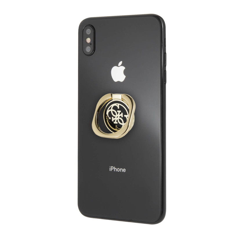 Guess 4G Ring Stand - Δαχτυλίδι Συγκράτησης Κινητού - Βάση Στήριξης - Gold / Black