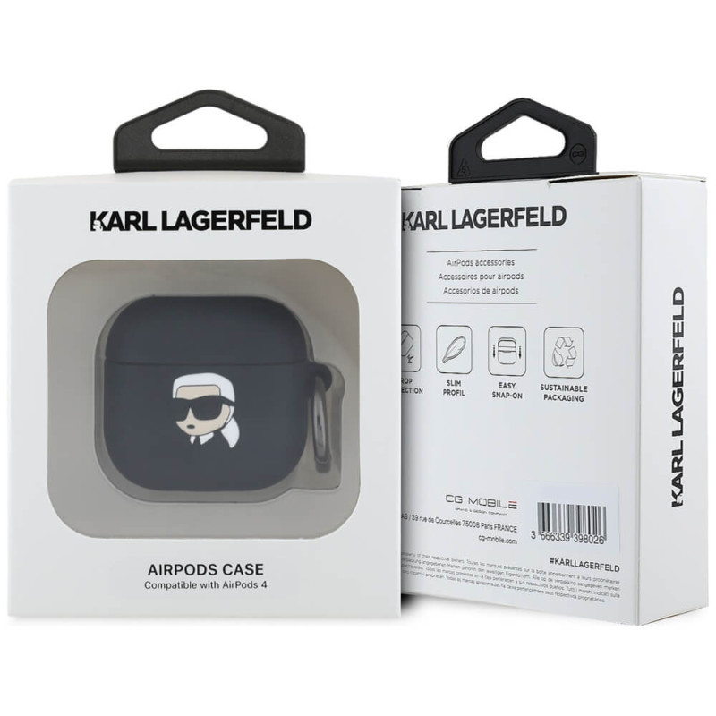 Karl Lagerfeld AirPods 4 Θήκη Σιλικόνης - Silicone Karl Head 3D - Black Karl Lagerfeld AirPods 4 Θήκη Σιλικόνης - Silicone Karl Head 3D - Black