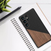 KW Samsung Galaxy S25 Ultra Θήκη από Φυσικό Ξύλο και Carbon - Dark Brown / Black