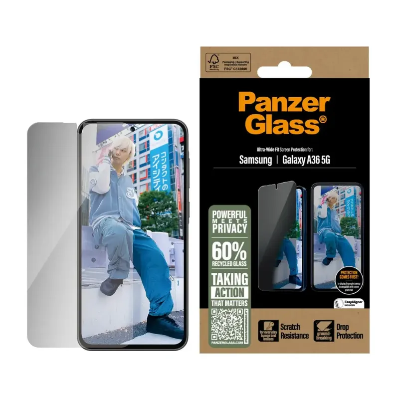 PanzerGlass Samsung Galaxy A36 5G Privacy Ultra-Wide Fit Full Screen Αντιχαρακτικό Γυαλί Οθόνης - Black