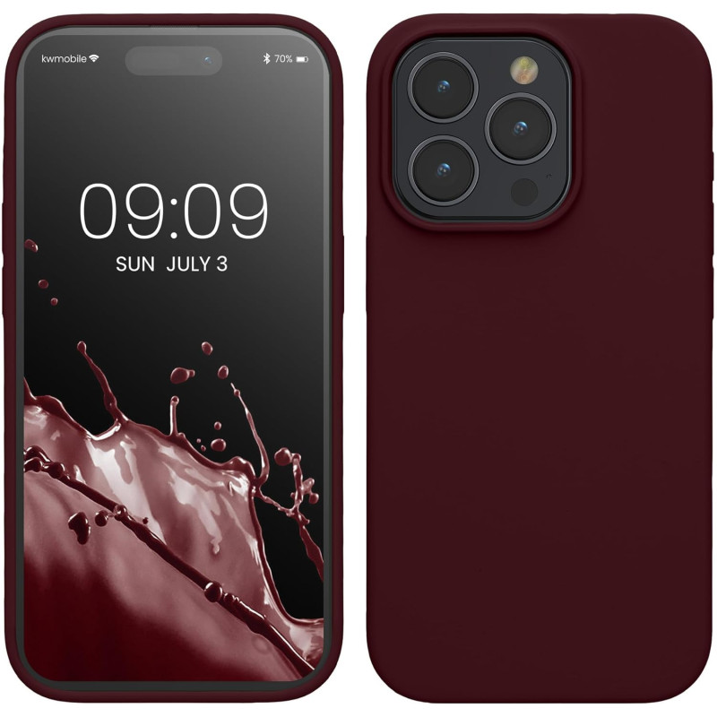 KW iPhone 15 Pro Θήκη Σιλικόνης Rubberized TPU - Bordeaux Purple