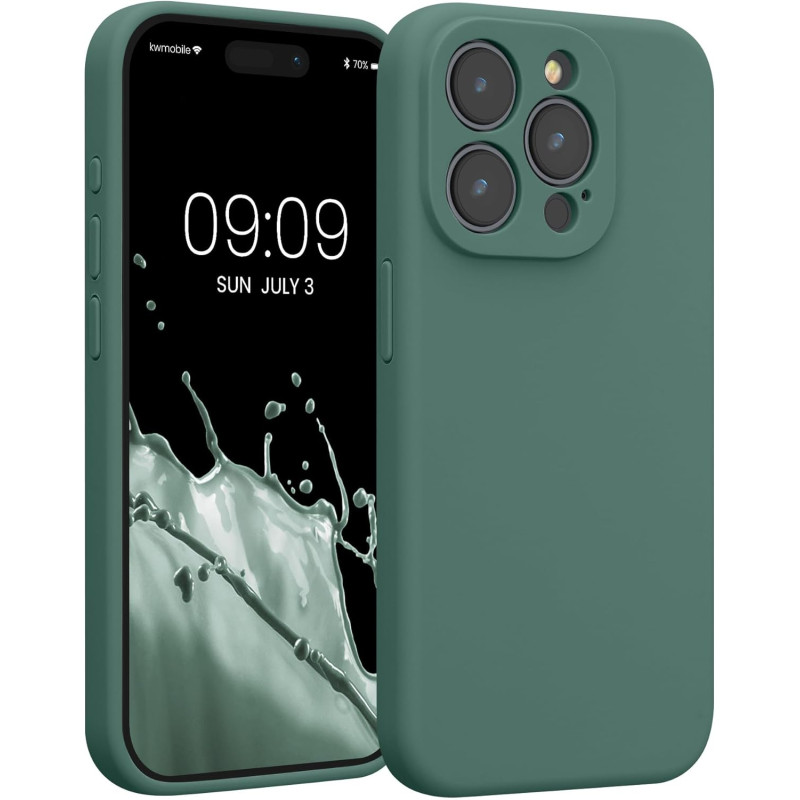 KW iPhone 15 Pro Θήκη Σιλικόνης Rubberized TPU - Fir Green