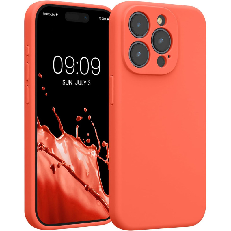 KW iPhone 15 Pro Θήκη Σιλικόνης Rubberized TPU - Luminous Coral