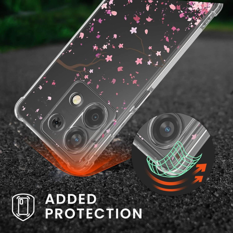 KW Xiaomi Redmi Note 13 5G Θήκη Σιλικόνης TPU με Λουράκι - Design Cherry Blossom Leaves - Pink / Dark Brown / Διάφανη KW Xiaomi Redmi Note 13 5G Θήκη Σιλικόνης TPU με Λουράκι - Design Cherry Blossom Leaves - Pink / Dark Brown / Διάφανη