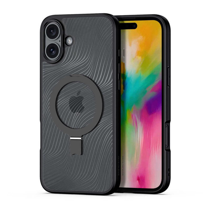 Dux Ducis iPhone 16 Aimo Series MagSafe Magnetic Stand Σκληρή Θήκη με Πλαίσιο Σιλικόνης και MagSafe - Black
