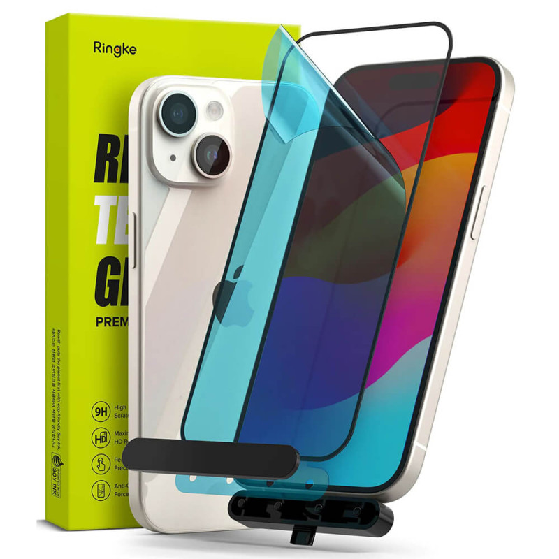 Ringke iPhone 15 Plus / 16 Plus TG Case Friendly Full Screen Tempered Glass 9H Αντιχαρακτικό Γυαλί Οθόνης - Black