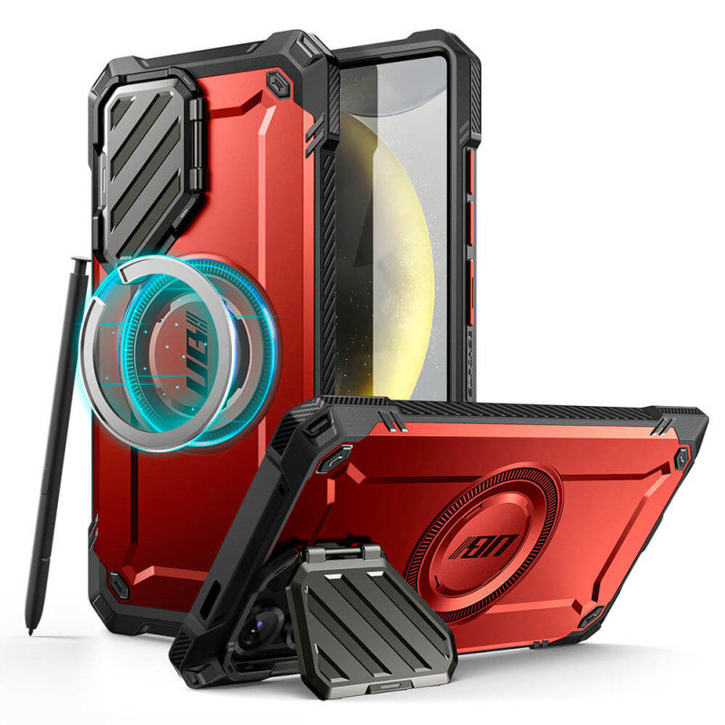 Supcase Samsung Galaxy S25 Ultra - Unicorn Beetle XT MagSafe - Σκληρή Θήκη με Προστασία Οθόνης / Καμερών και Stand - Metallic Red