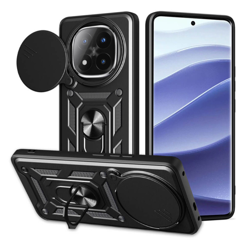 Techsuit Xiaomi Redmi Note 14 Pro+ 5G - CamShield - Σκληρή Θήκη με Προστασία Καμερών και Δαχτυλίδι Συγκράτησης - Black