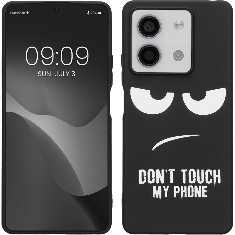 KW Xiaomi Redmi Note 13 5G Λεπτή Θήκη Σιλικόνης TPU - Design Don't Touch My Phone - Black / White