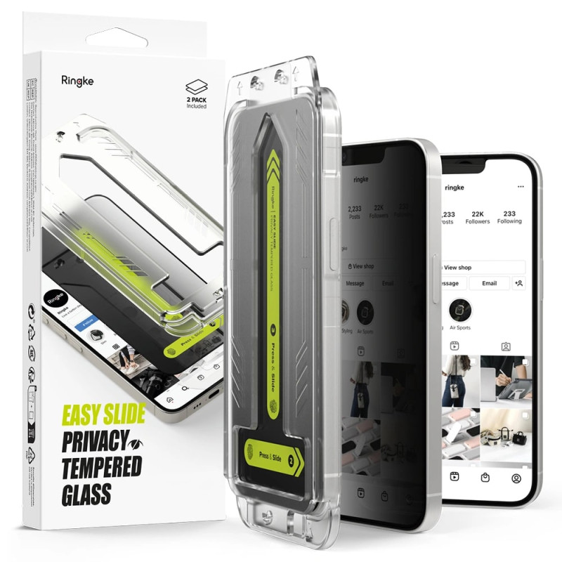 Ringke iPhone 13 / iPhone 13 Pro / iPhone 14 / iPhone 16e Easy Slide 2.5D 9H Privacy Αντιχαρακτικό Γυαλί Οθόνης - 2 Τεμάχια - Privacy