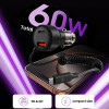 TECH-PROTECT CC05 PD60W Φορτιστής Αυτοκινήτου Γρήγορης Φόρτισης με 1 Θύρα Type-C, 1 Θύρα USB και Ενσωματωμένο Καλώδιο Type-C - Black