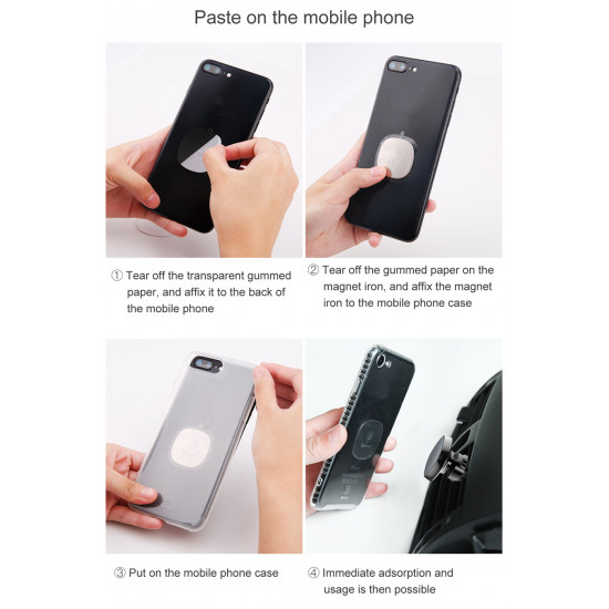 Baseus Privity Pro Air Vent Magnetic Car Mount Holder for Smartphones / iPhones - Μαγνητική Βάση Αυτοκινήτου Αεραγωγού με Δέρμα - Black - SUMQ-PR01