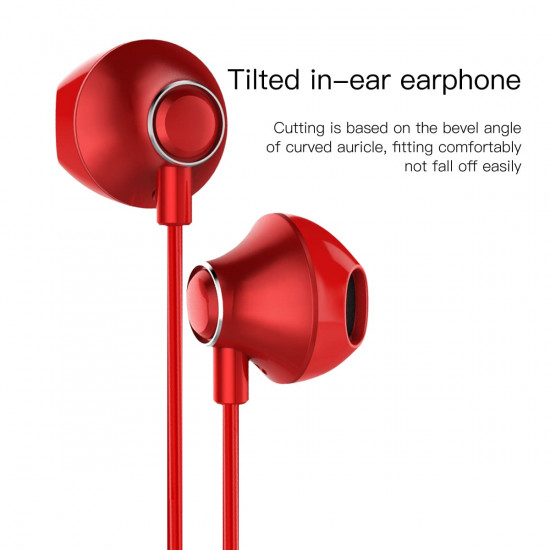 Baseus Enock H06 Lateral In-Ear Handsfree Ακουστικά με Ενσωματωμένο Μικρόφωνο - Red - NGH06-09