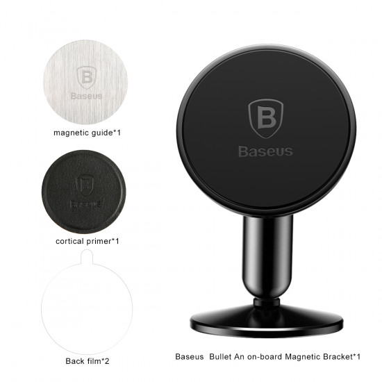 Baseus Bullet An On-Board Universal Magnetic Car Mount Holder for Smartphones / iPhones - Μαγνητική Βάση Αυτοκινήτου - Black - SUYZD-01