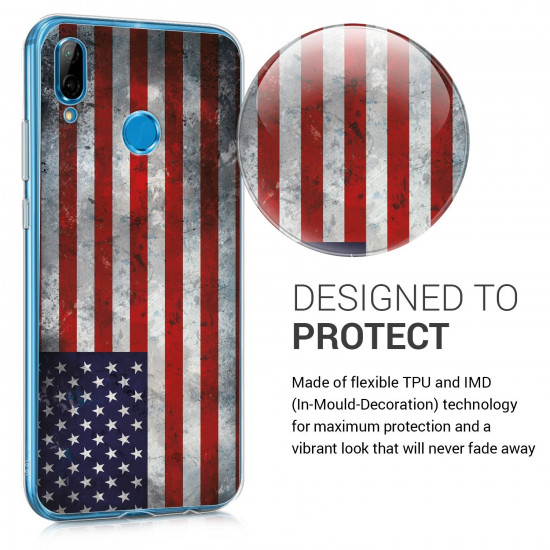 KW Huawei P20 Lite Θήκη Σιλικόνης TPU Design American Flag - Blue / Red / White - 44889.29