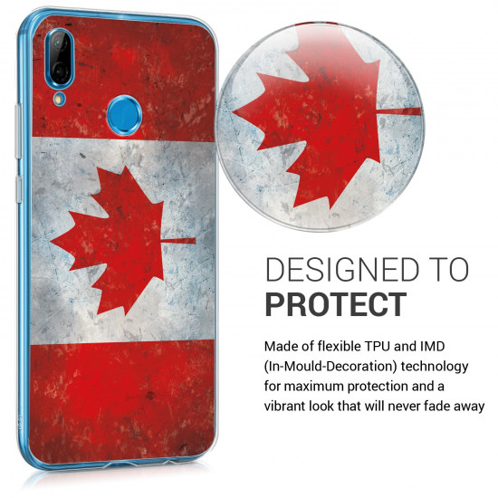KW Huawei P20 Lite Θήκη Σιλικόνης TPU Design Canadian Flag - Red / White - 44889.31