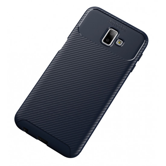 OEM Samsung Galaxy J6 Plus 2018 Θήκη Σιλικόνης TPU Beatles Carbon Fiber - Navy Blue