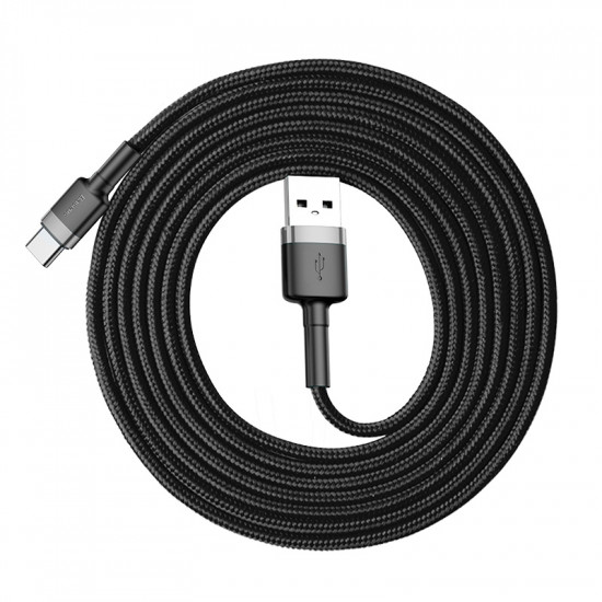 Baseus Cafule Cable Type-C 2A - Καλώδιο Δεδομένων και Φόρτισης Type-C 2M - Black / Grey - CATKLF-CG1