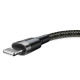 Baseus Cafule Cable Lightning 2.4A - Καλώδιο Δεδομένων και Φόρτισης Lightning 1M για iPhone  - Black / Grey - CALKLF-BG1