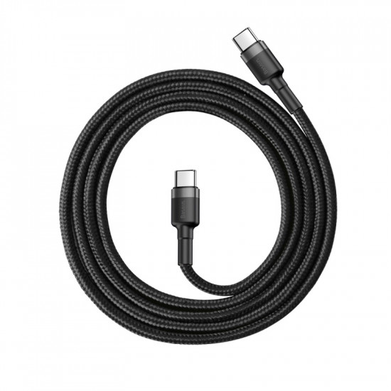 Baseus Cafule Cable Type-C 3A PD 2.0 Flash Charging - Καλώδιο Γρήγορης Φόρτισης Type-C to Type-C 1M - Black / Grey - CATKLF-GG1