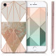 KW iPhone SE 2022 / SE 2020 / 7 / 8 Θήκη Σιλικόνης TPU Design Triangular Shapes - Beige / Rose Gold / White - 46227.03
