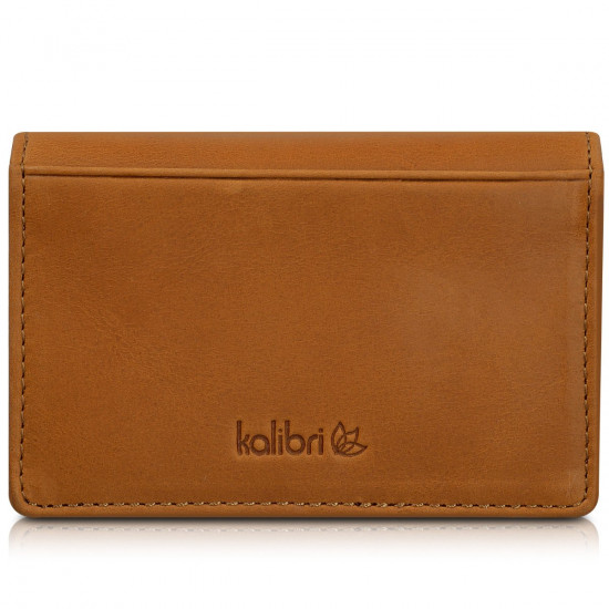 Kalibri Πορτοφόλι για Επαγγελματικές Κάρτες από Γνήσιο Δέρμα με Μαγνητικό Κλείσιμο - Brown - 41511.83