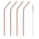 Navaris Reusable Stainless Steel Straws Σετ με 4 Καλαμάκια από Ανοξείδωτο Ατσάλι - Curved - Rose Gold - 46326.01