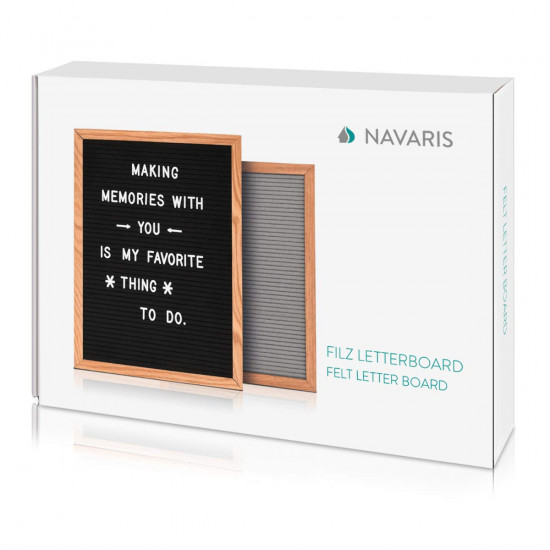 Navaris Felt Letter Board with Oak Frame - Πίνακας Μηνυμάτων με Τσόχα και 543 Γράμματα - Black - 44763.01