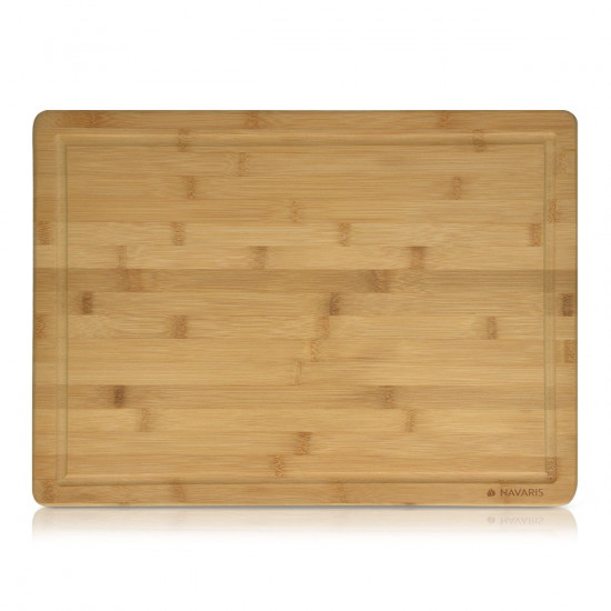 Navaris Natural Bamboo Wooden Cutting Board Ξύλινη Επιφάνεια Κοπής - 48 x 35 x 1.8 cm - Light Brown - 39540