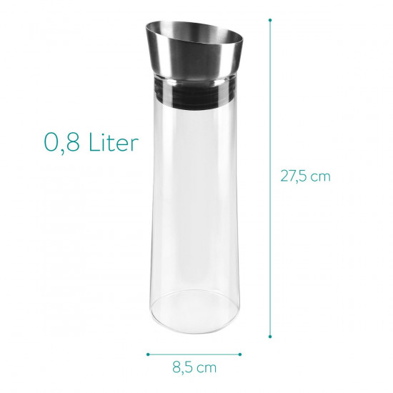 Navaris Glass Water Carafe with Lid Γυάλινη Κανάτα Νερού - 0.8L - Clear - 42570