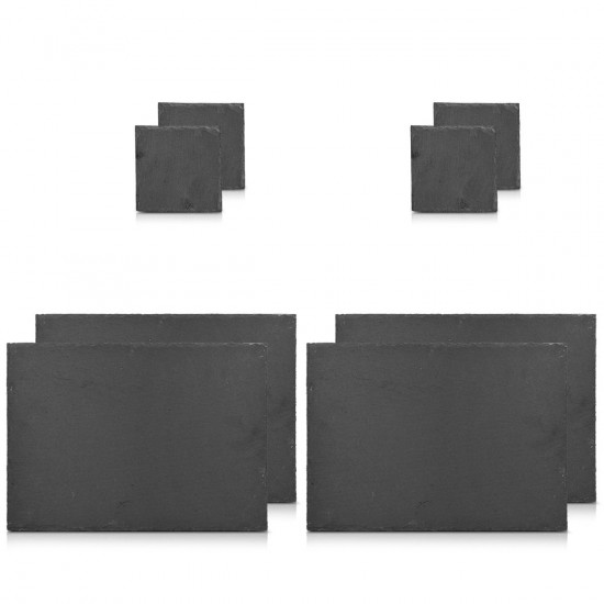 Navaris Slate Placemat and Coaster Σετ με 4 Πιατέλες και 4 Σουβέρ από Σχιστόλιθο - Grey Stone - 41701
