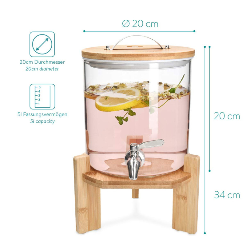 Navaris Glass Beverage Drink Dispenser Γυάλινος Διανεμητής Ποτού με Ξύλινη Βάση - 5L - Clear - 46785.02 Navaris Glass Beverage Drink Dispenser Γυάλινος Διανεμητής Ποτού με Ξύλινη Βάση - 5L - Clear - 46785.02