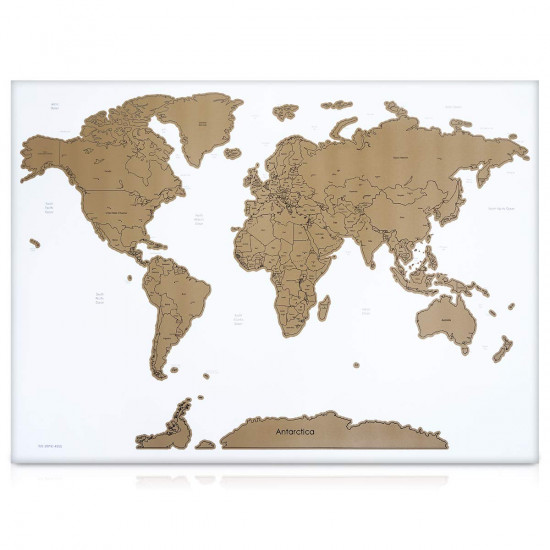 Navaris Scratch Off Μεγάλη Αφίσα με τον Παγκόσμιο Χάρτη - Περιλαμβάνει την Ξύστρα - 82 x 59 cm - White - 47795.02
